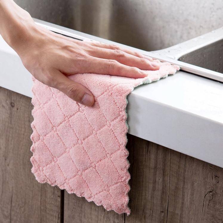 [Nhiều Size] Khăn Lau Đa Năng Bếp, Bát Đĩa, Cốc Chén Thấm Nước Chống Dính Dầu Mỡ Hai Mặt