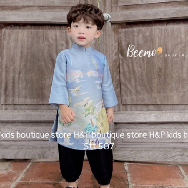 Áo Dài Cách Tân Gấm cao cấp cho bé trai 10-30kg