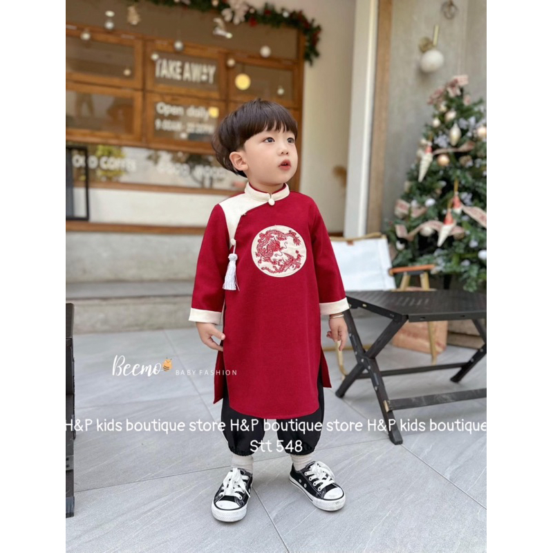 Áo Dài thêu cao cấp cho bé trai size 10-30kg