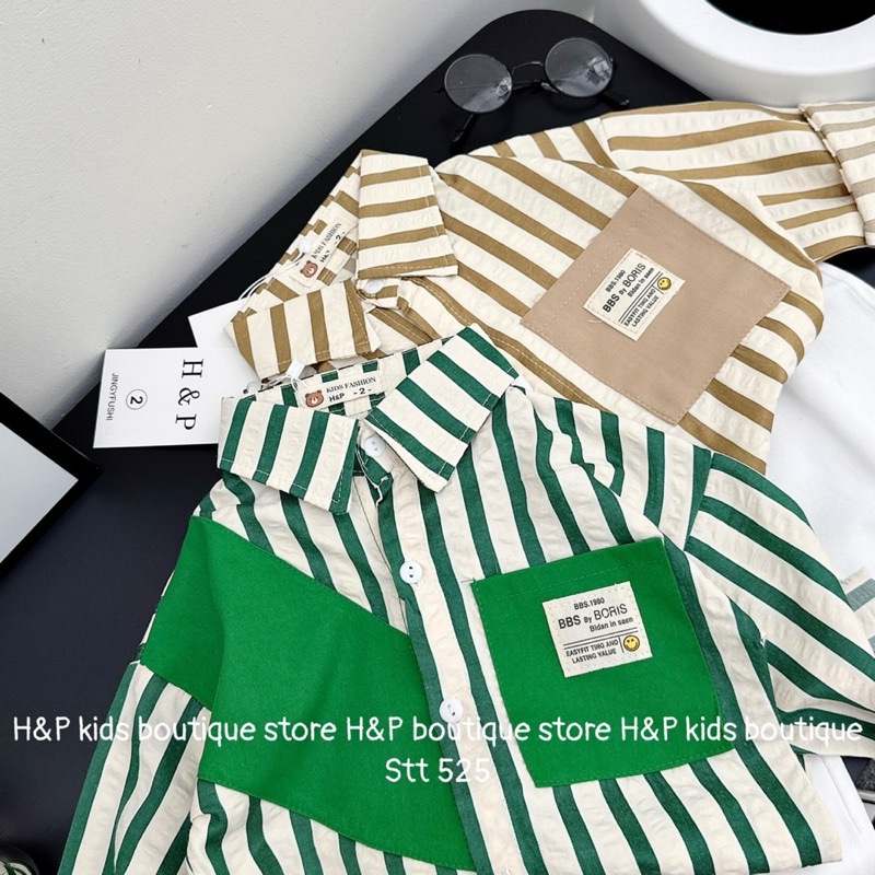 Set bộ sơ mi kẻ quần kaki cho bé trai