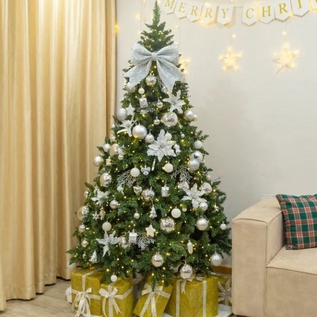 Cây Thông Noel 1m5 , 1m8 , 2m1 - Cây Thông Xanh Tán Dày Đầy Đủ Phụ Kiện Hàng Cao Cấp