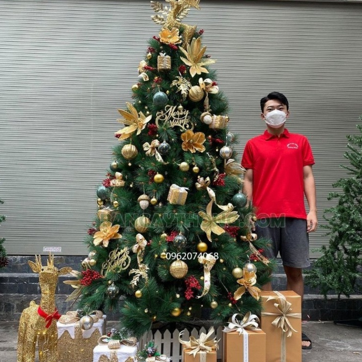 Cây Thông Noel 1m5 , 1m8 , 2m1 - Cây Thông Xanh Tán Dày Đầy Đủ Phụ Kiện Hàng Cao Cấp