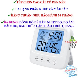Đồng hồ để bàn điện tử tích hợp đo nhiệt độ độ ẩm phòng ngủ cho bé và báo thức, Nhiệt ẩm kế đa năng, Nhiệt kế phòng ngủ