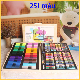 BỘ TÔ MÀU 228 CHI TIẾT-HỘP GỖ-BỘ MÀU VẼ