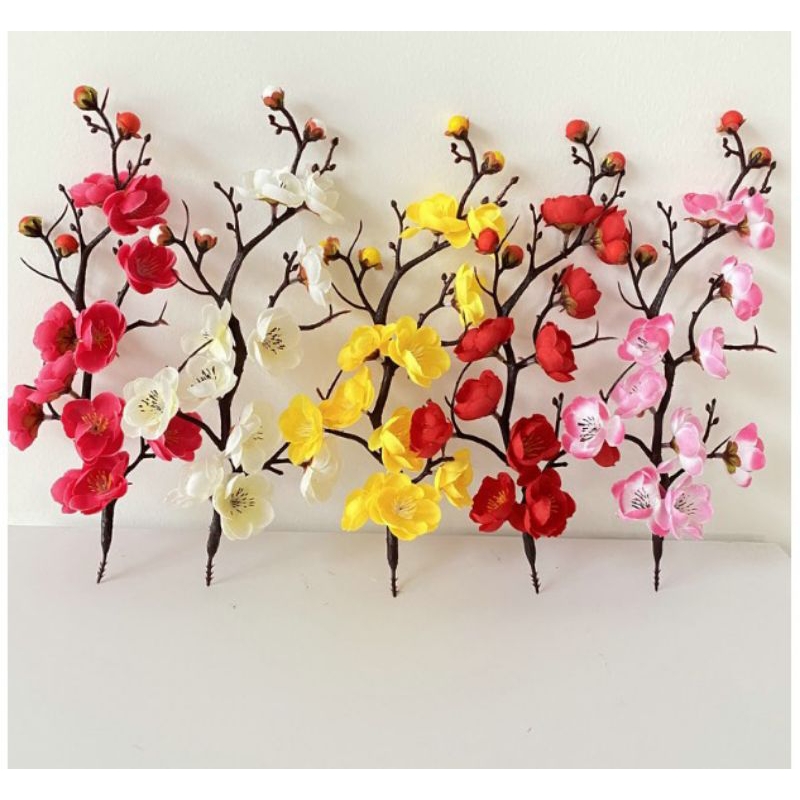 Cành Mai Đào _ dài 30cm_ hoa lụa trang trí