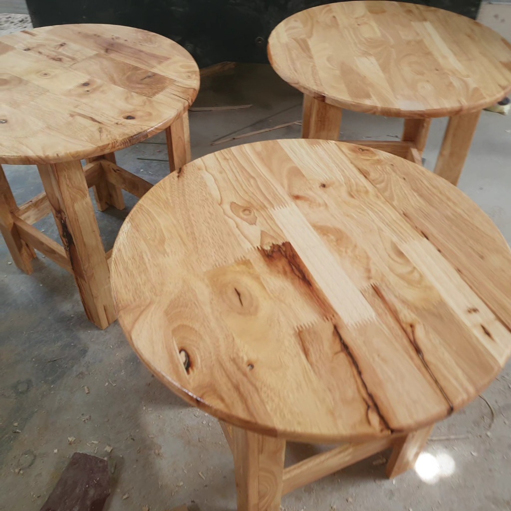 Bàn Tròn Quán Cà Phê  Ngoài Trời, Gỗ Cao Su Nội Thất Gọn Gàng