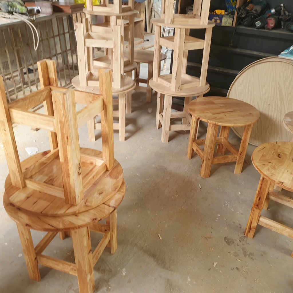 Bàn Tròn Quán Cà Phê  Ngoài Trời, Gỗ Cao Su Nội Thất Gọn Gàng