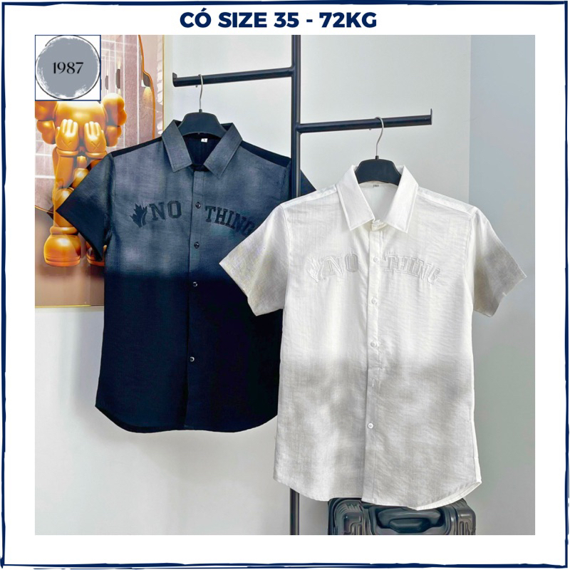 Áo sơ mi nam tay ngắn, sơ mi lụa chống nhăn form chuẩn in hình ICON phong cách hàn quốc