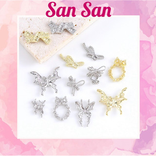 Charm nơ hợp kim bạc đính móng mã 80-91