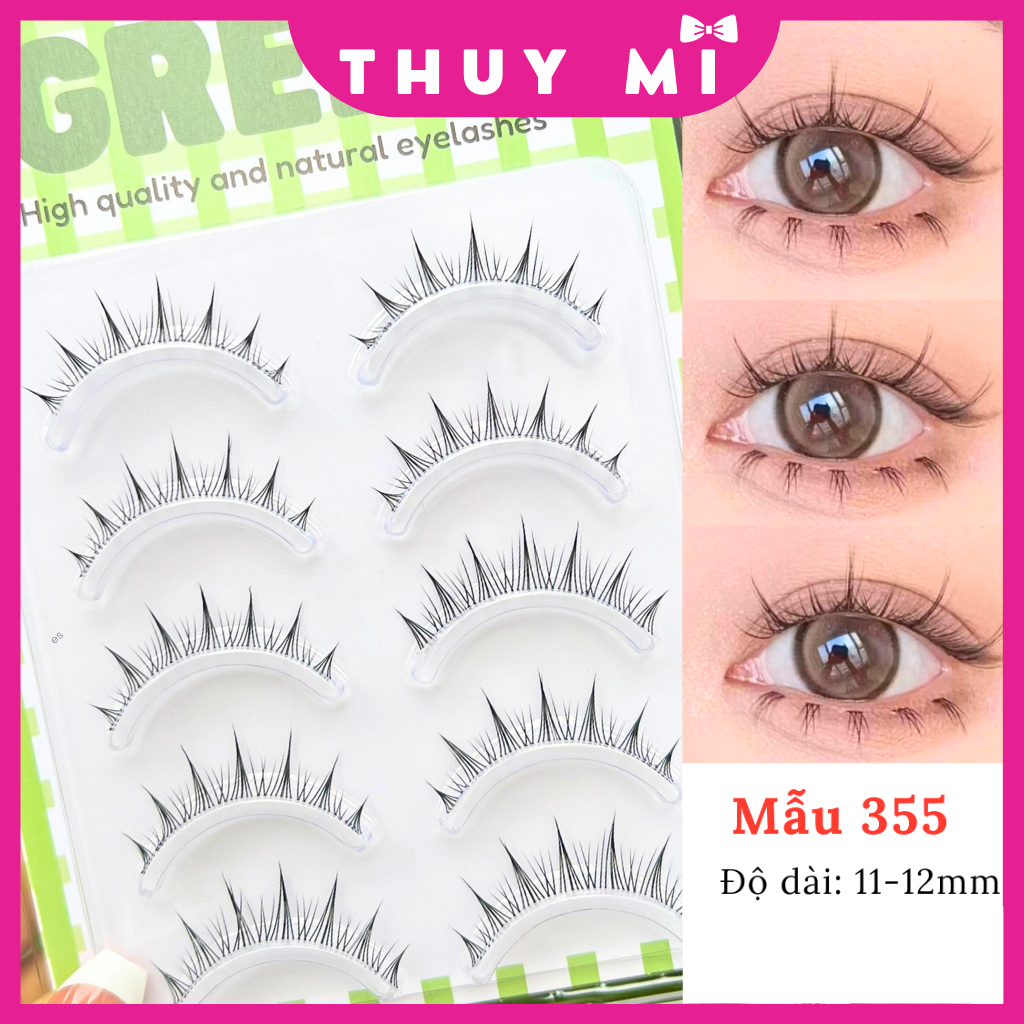 Lông Mi Giả Gân Trong Tự Nhiên 8-12mm 5 Cặp Cao Cấp Thuỷ Mi