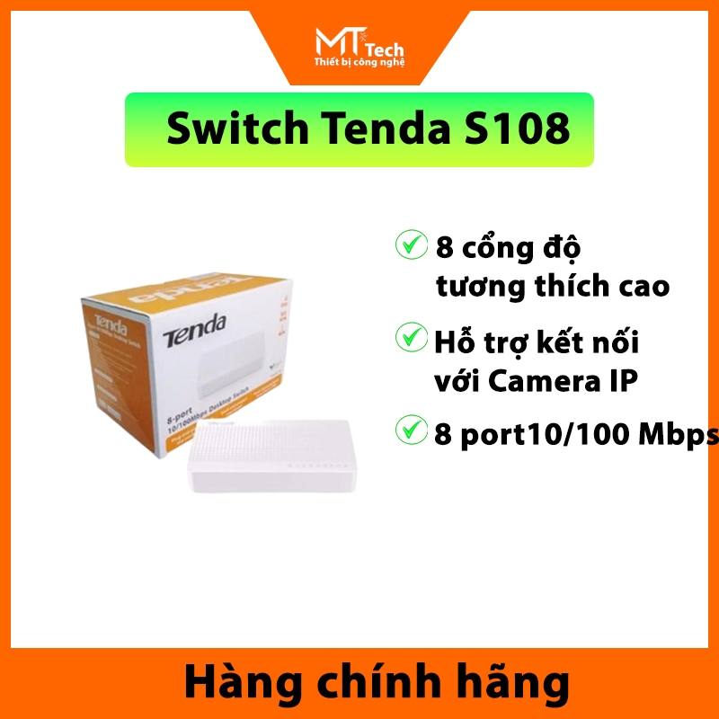 Bộ chia mạng hiệu Tenda S108 8 Cổng Switch 8 Port 100Mbps