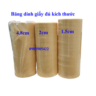 10 Cuộn Băng dính giấy 1.5cm, 2cm, 2.4cm, 4.8cm, 5cm băng keo giấy cho sơn ô tô 15mm ( Sơn oto xe máy ) SONQUANGPHU8856
