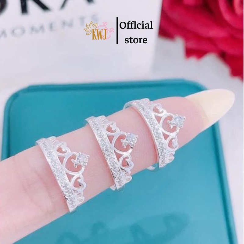 Nhẫn hình vương miệng. nhẫn nữ bạc ta, bạc chuẩn, lấp lánh.
