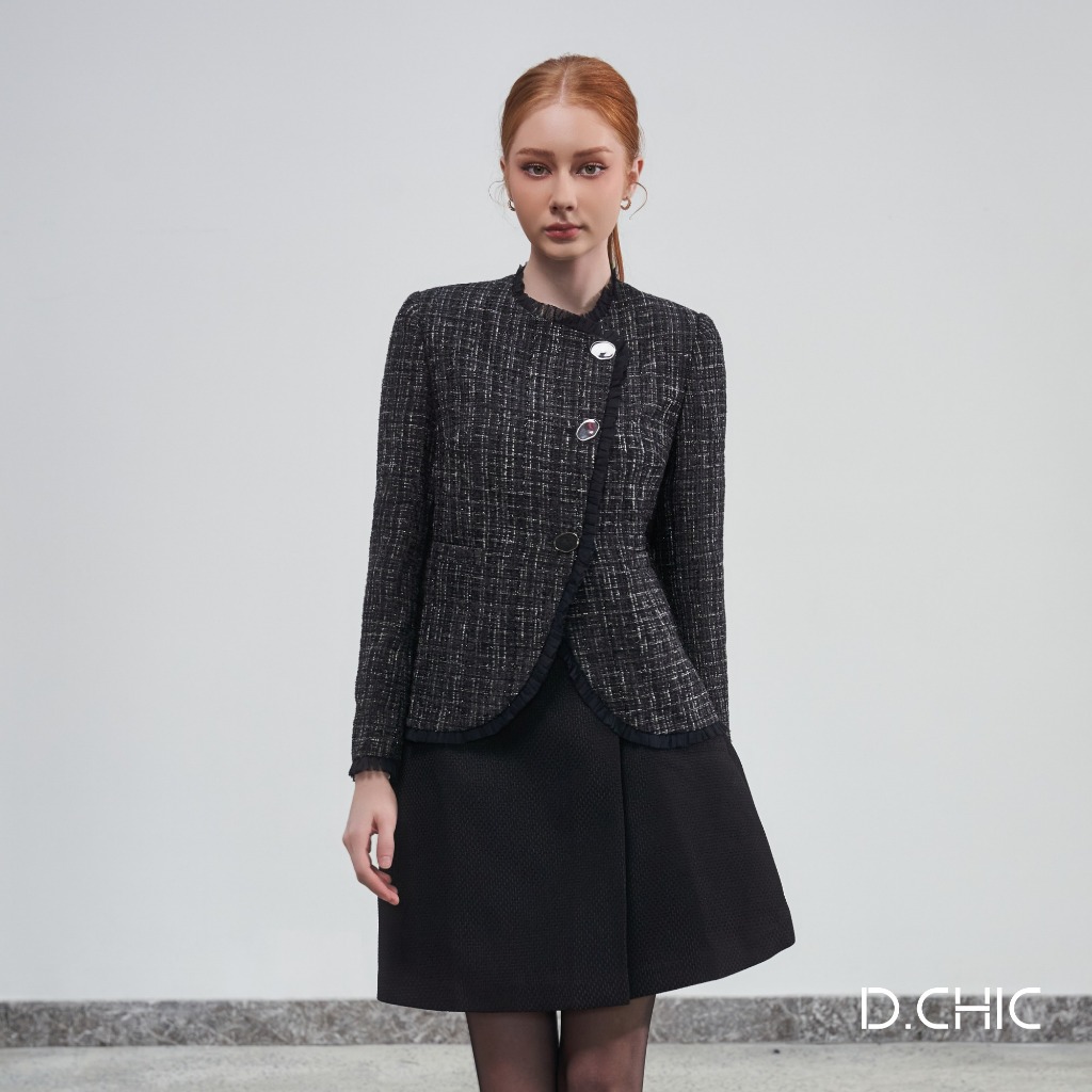 Áo khoác cổ tròn phối lưới D.CHIC MS: 160600