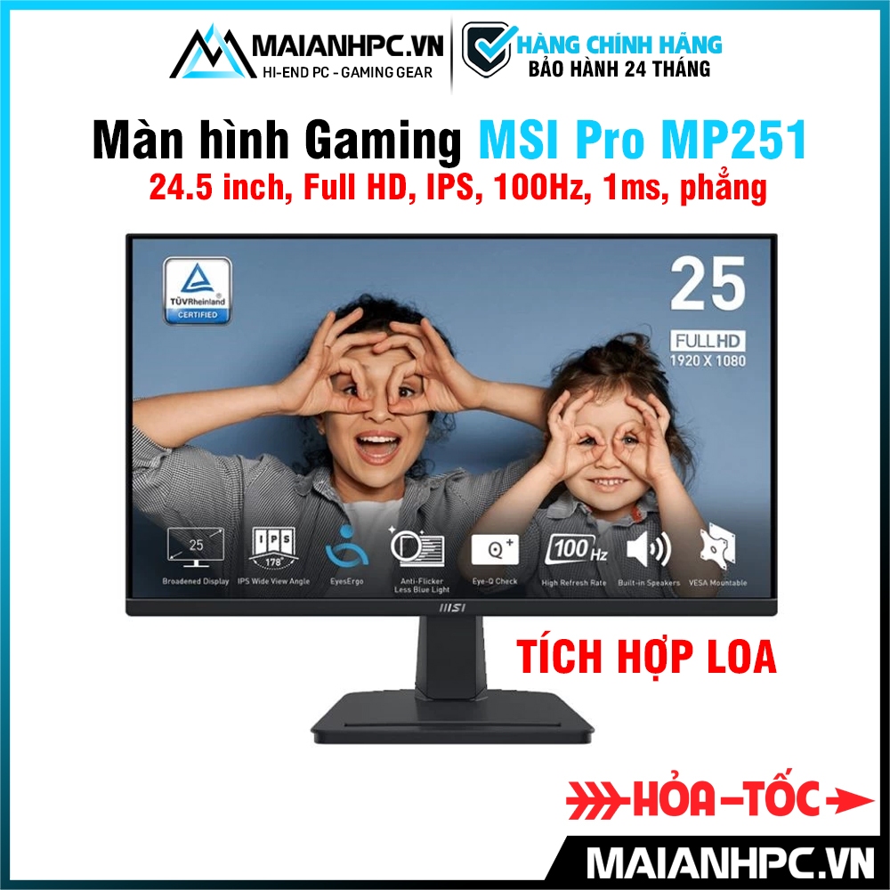 Màn Hình MSI PRO MP251 IPS/ Full HD/ 100Hz/ 1Ms Hàng chính hãng bảo hành 24th