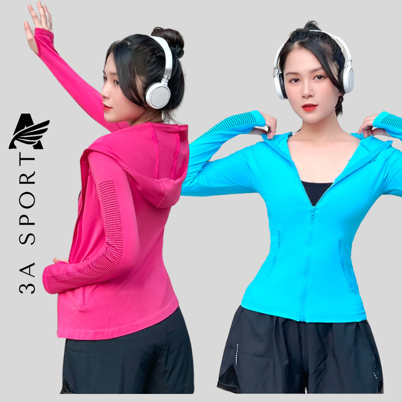 Áo khoác dệt kim cao cấp 3A SPORT, Áo khoác tập thể thao croptop ôm body tôn dáng