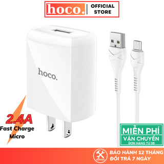 Bộ sạc nhanh Hoco công suất 2.4A kèm cáp sạc Micro dành cho điện thoại Android