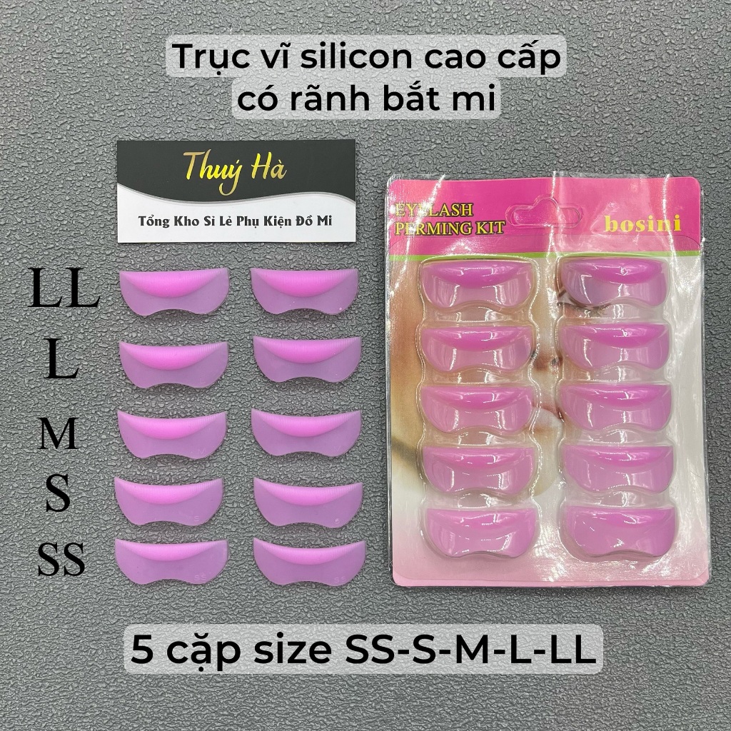 Trục Vĩ uốn mi silicon co dãn tốt,có rãnh bắt keo cực dễ_5 cặp size SS-S-M-L-LL trục uốn mi - DỤNG CỤ NỐI MI THÚY HÀ