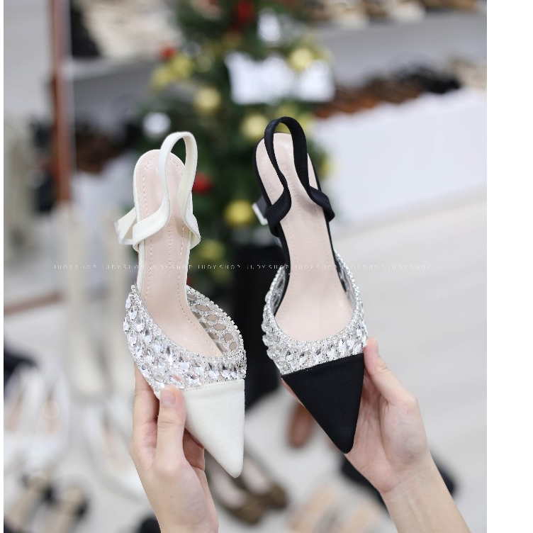 Giày Judy- Sandal Slingback BFN Phối Đá 8p QCCC Fullbox
