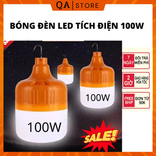Bóng Đèn Led Tích Điện Siêu Sáng 100w Dùng 6h đến 8h Có Móc Treo Thông Minh