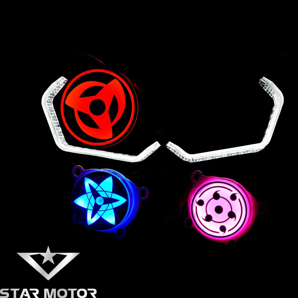 Bộ vòng LED 3D BMW kèm mặt xoay Sharingan dành cho AB, SH, Winner X, Exciter, Vario