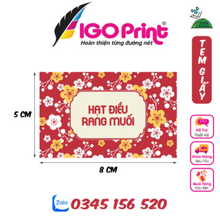 Combo 15 tem nhãn dán tết decal giấy cán bóng kích thước 5 x 8 cm