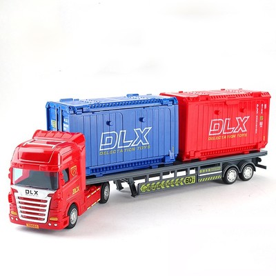 Đồ chơi mô hình xe đầu kéo vận chuyển 2 container 20 feet KAVY chạy đà tháo rời được nhiều màu