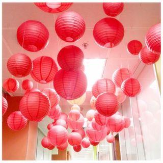 Lồng đèn giấy lụa, đèn lồng trang trí, đèn lồng nhiều màu trang trí trung thu, lễ hội, Tết cổ truyền