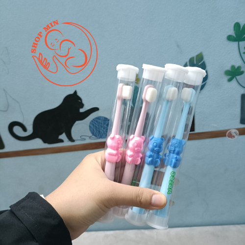 Bàn Chải Đánh Răng Wetee Sợi Lông Tơ Mềm Cho Bé Tập Đánh Răng, Sợi Lông Tơ Mini Siêu Mền Mịn 1-4 tuổi