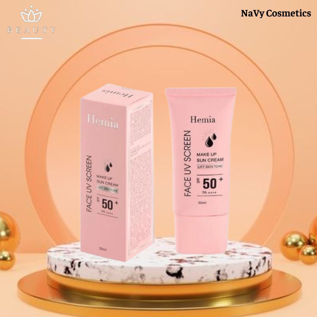 Kem Chống Nắng, Trang Điểm Hemia 50ml Chính Hãng, Bảo Vệ Da Lên Đến 8H, Dưỡng Ẩm, Nâng Tone Da