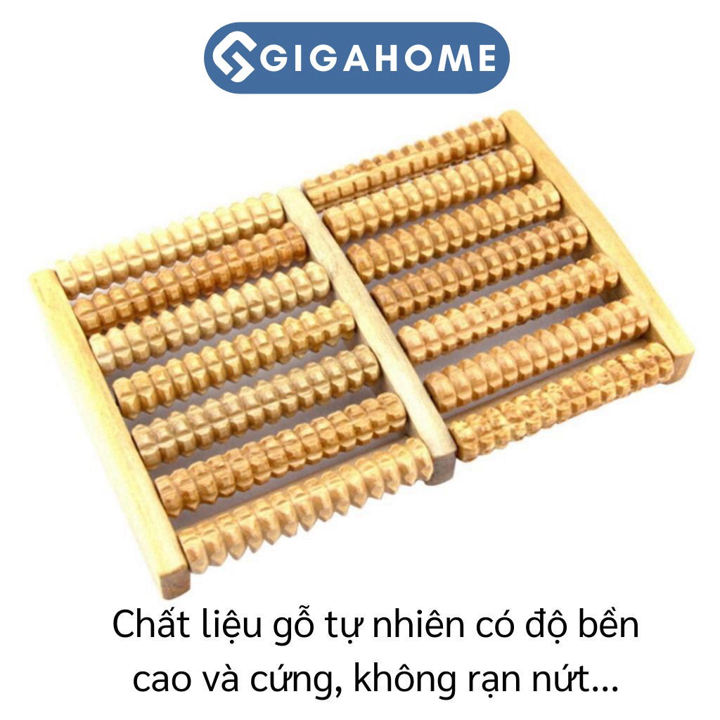 Bàn Lăn Chân Gỗ GIGAHOME Bấm Huyệt, Massage Chân 8 Hàng 9662