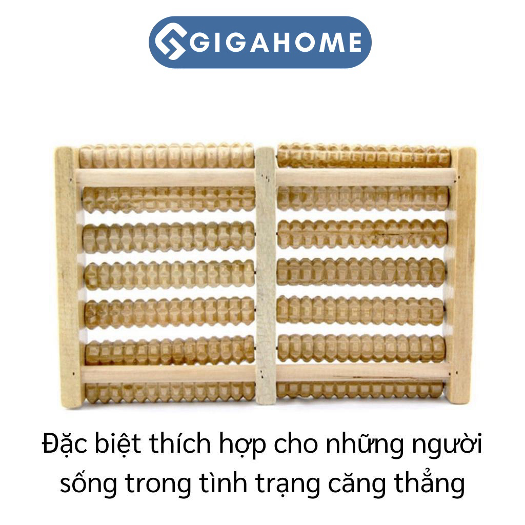 Bàn Lăn Chân Gỗ GIGAHOME Bấm Huyệt, Massage Chân 8 Hàng 9662