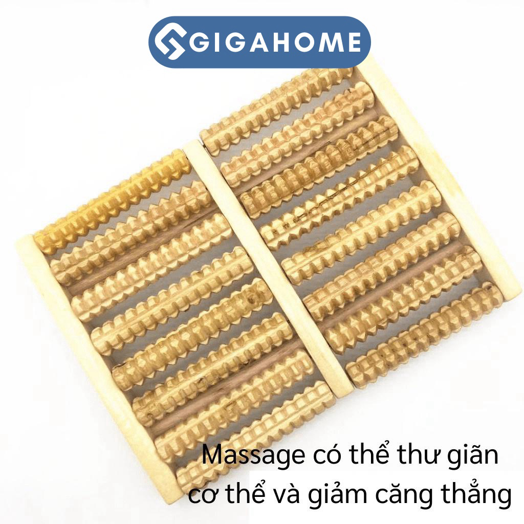 Bàn Lăn Chân Gỗ GIGAHOME Bấm Huyệt, Massage Chân 8 Hàng 9662
