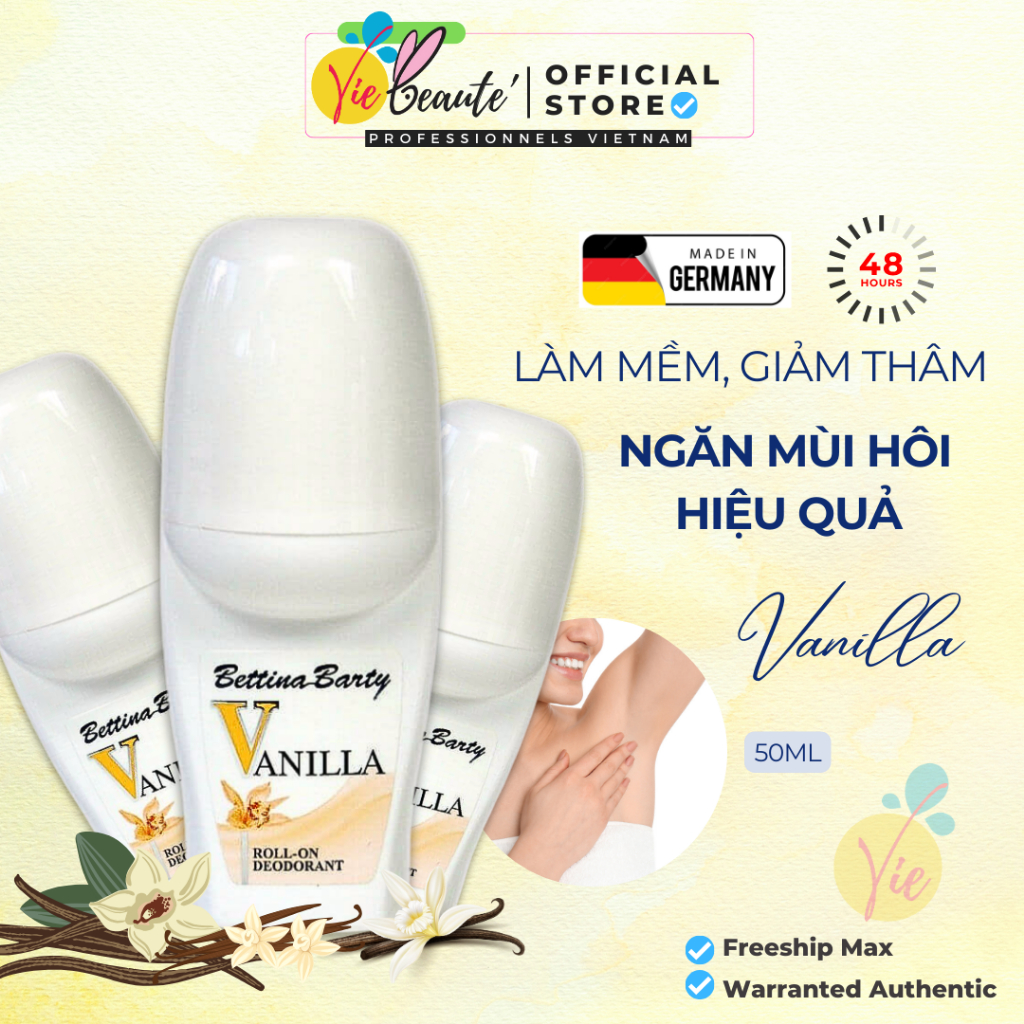 Lăn Khử Mùi Vanilla by Bettina Barty Hàng Đức Chính Hãng - 50ml