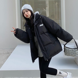 Áo Phao Đại Hàn Form Rộng Trần Bông Unisex Thiết Kế Logo Trước Ngực Nam Nữ Đều Mặc Được