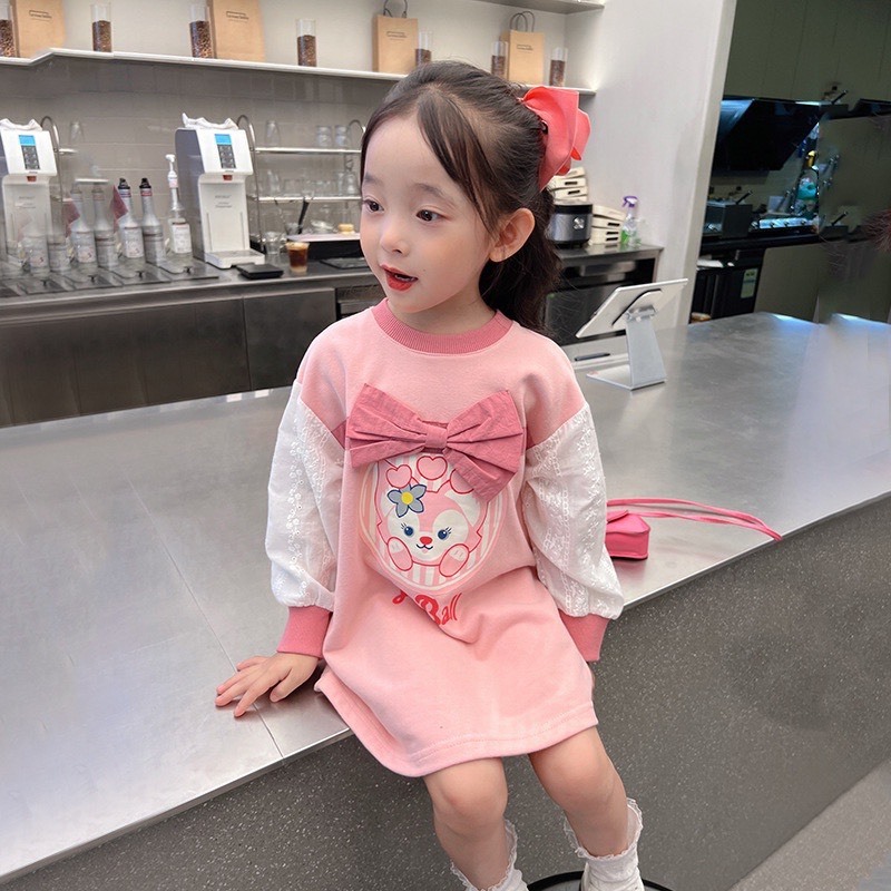 Áo váy bé gái dài tay Mickey xinh xắn size đại 10-35kg kèm ảnh thật Đầm bé gái mặc thu đông hình Micky Hadukids