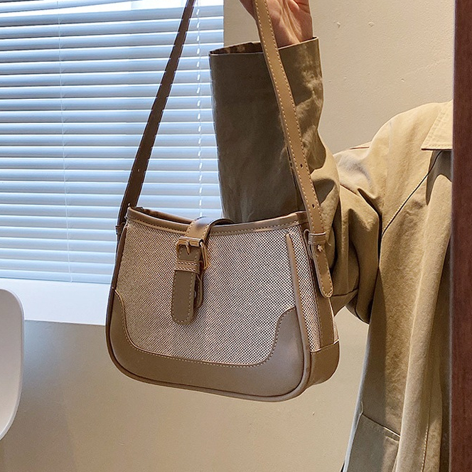 Túi xách kẹp nách nữ đeo vai chất vải canvas thiết kế phối màu vintage thời trang MINGA  đi chơi đi học đi làm 201 Y-20