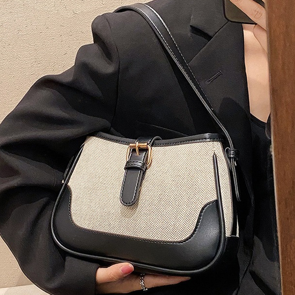 Túi xách kẹp nách nữ đeo vai chất vải canvas thiết kế phối màu vintage thời trang MINGA  đi chơi đi học đi làm 201 Y-20