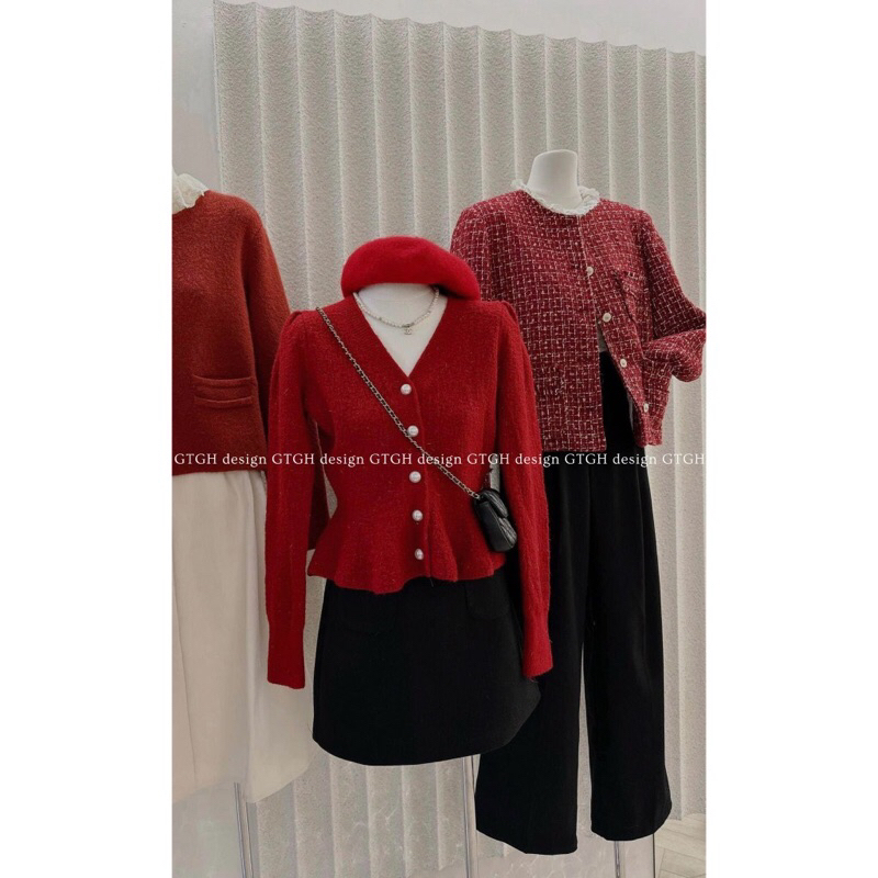 Siuu phẩm áo len peplum cúc ngọc hàng