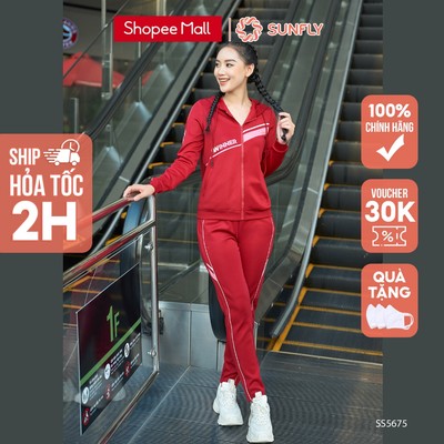 Bộ Đồ Thể Thao Poly 2 Da SUNFLY Áo Tay Dài Quần Dài SS5675
