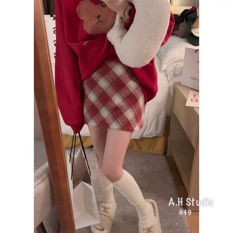 Chân váy dạ kẻ dáng ngắn - 247store.vn - Chanvaydangan49_P0K39