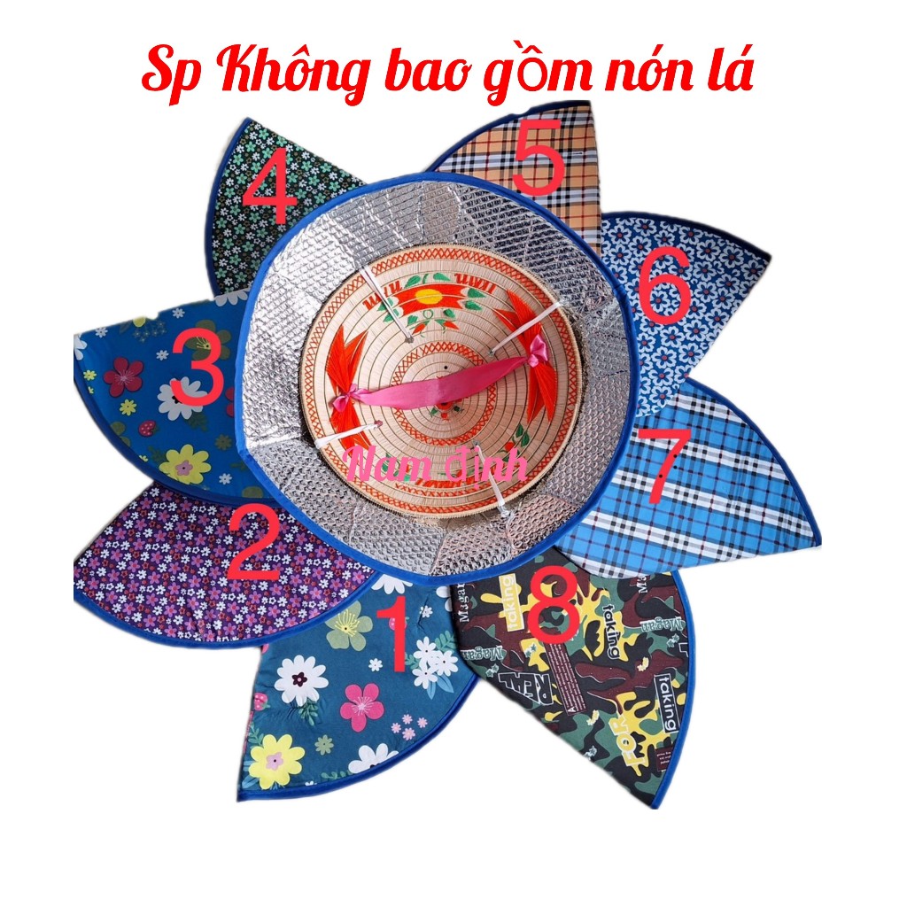 Nón Dù Cách Nhiệt Loại Vải Dù Bao Ngoài Nón Lá, Lớp Cách Nhiệt Chống Nóng, Chống Mưa