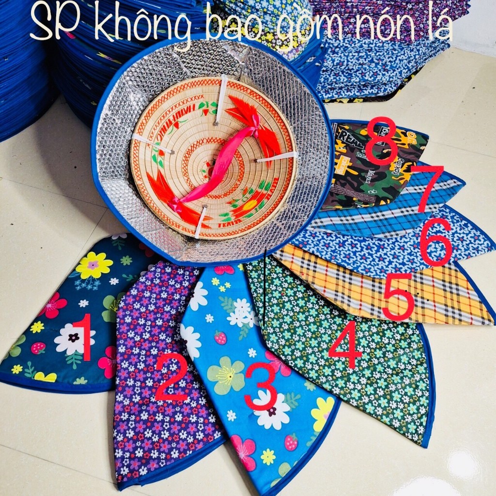 Nón Dù Cách Nhiệt Loại Vải Dù Bao Ngoài Nón Lá, Lớp Cách Nhiệt Chống Nóng, Chống Mưa