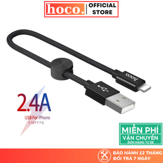 Dây sạc nhanh 2.4A Hoco cáp dài 25cm chất liệu siêu bền thích hợp cho điện thoại ip