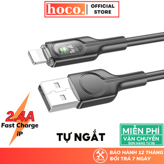 Dây sạc tự ngắt điện thông minh Hoco cáp silicon báo đèn siêu bền cho ip7 xsm 11 12 13 pro max