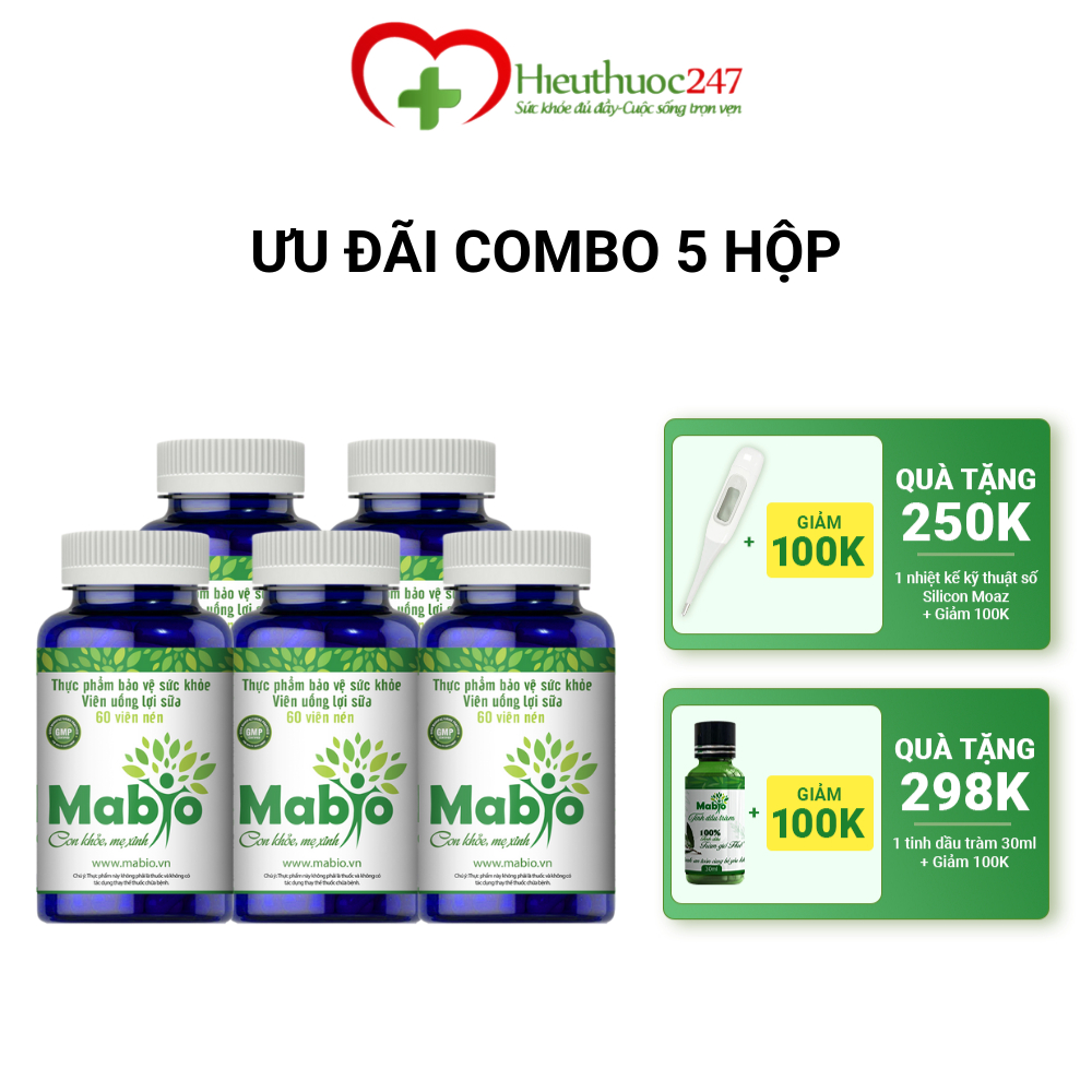 Mabio Lợi Sữa Dành Cho Các Mẹ Sau Sinh Bị Mất Sữa Ít Sữa Combo 5 Hộp Lợi