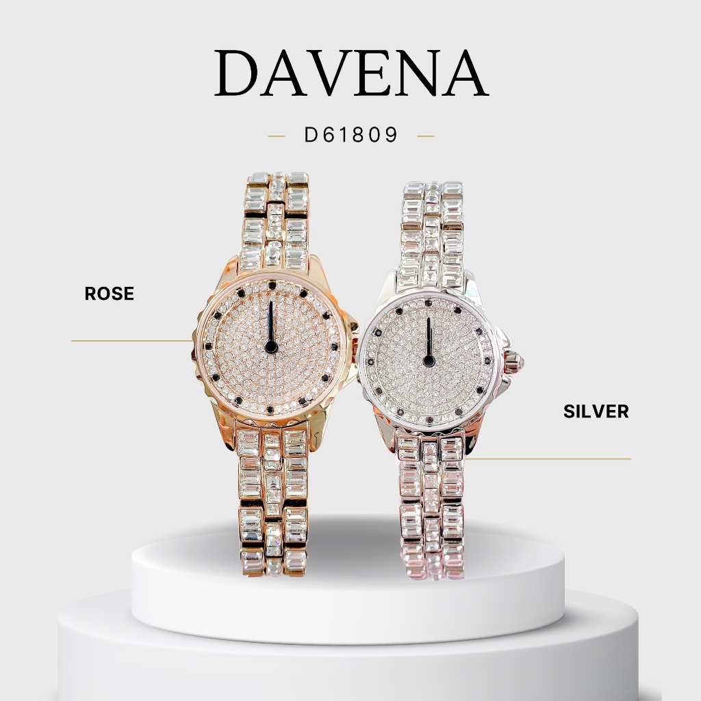 Đồng hồ nữ Davena nhỏ xinh đính đá full mặt và dây sáng lấp lánh - D61809