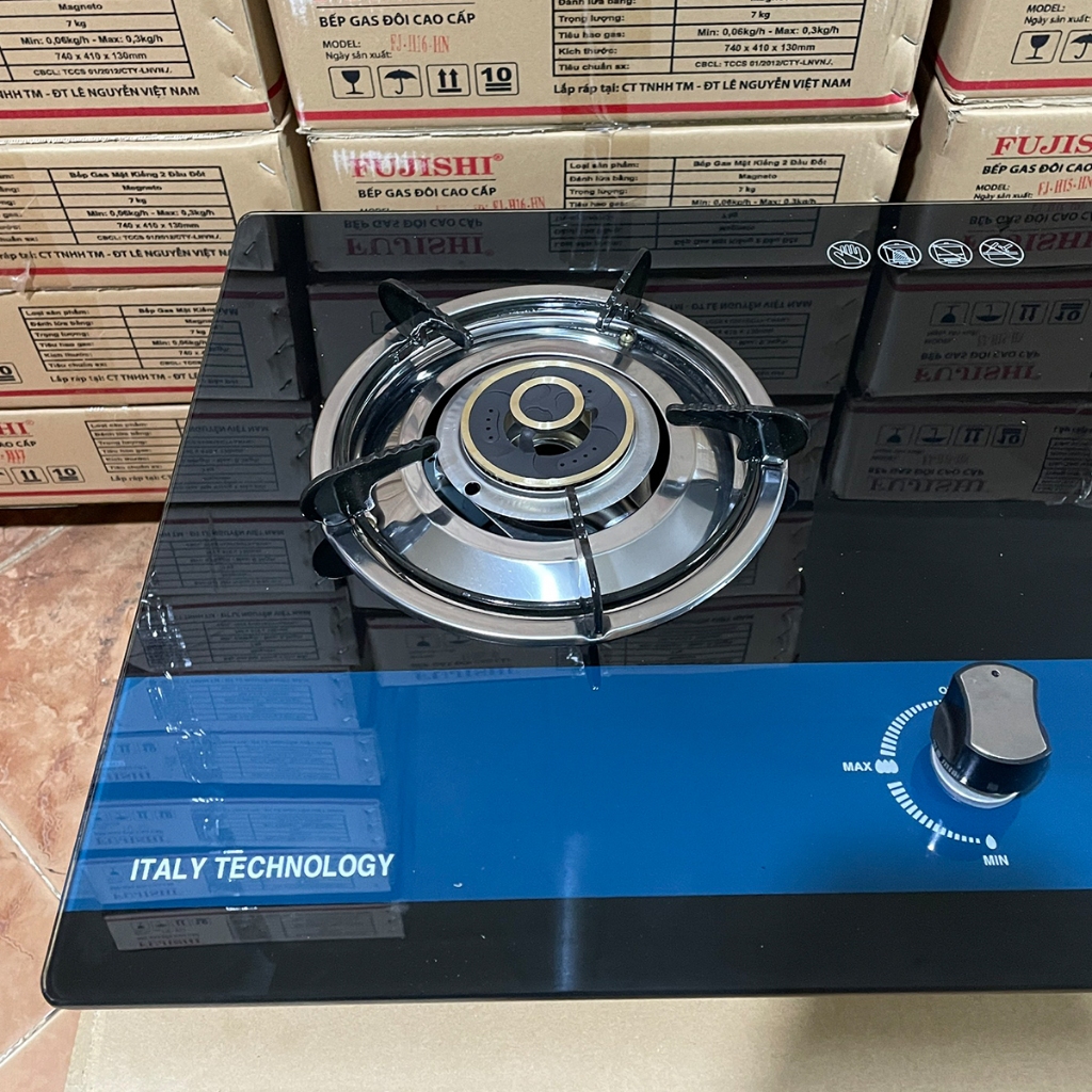 Bếp gas âm FUJISHI FJ-809IC - CHÉN ĐỒNG - KÍNH XANH - Đánh lửa IC cực nhạy - Bảo hành chính hãng 02 Năm