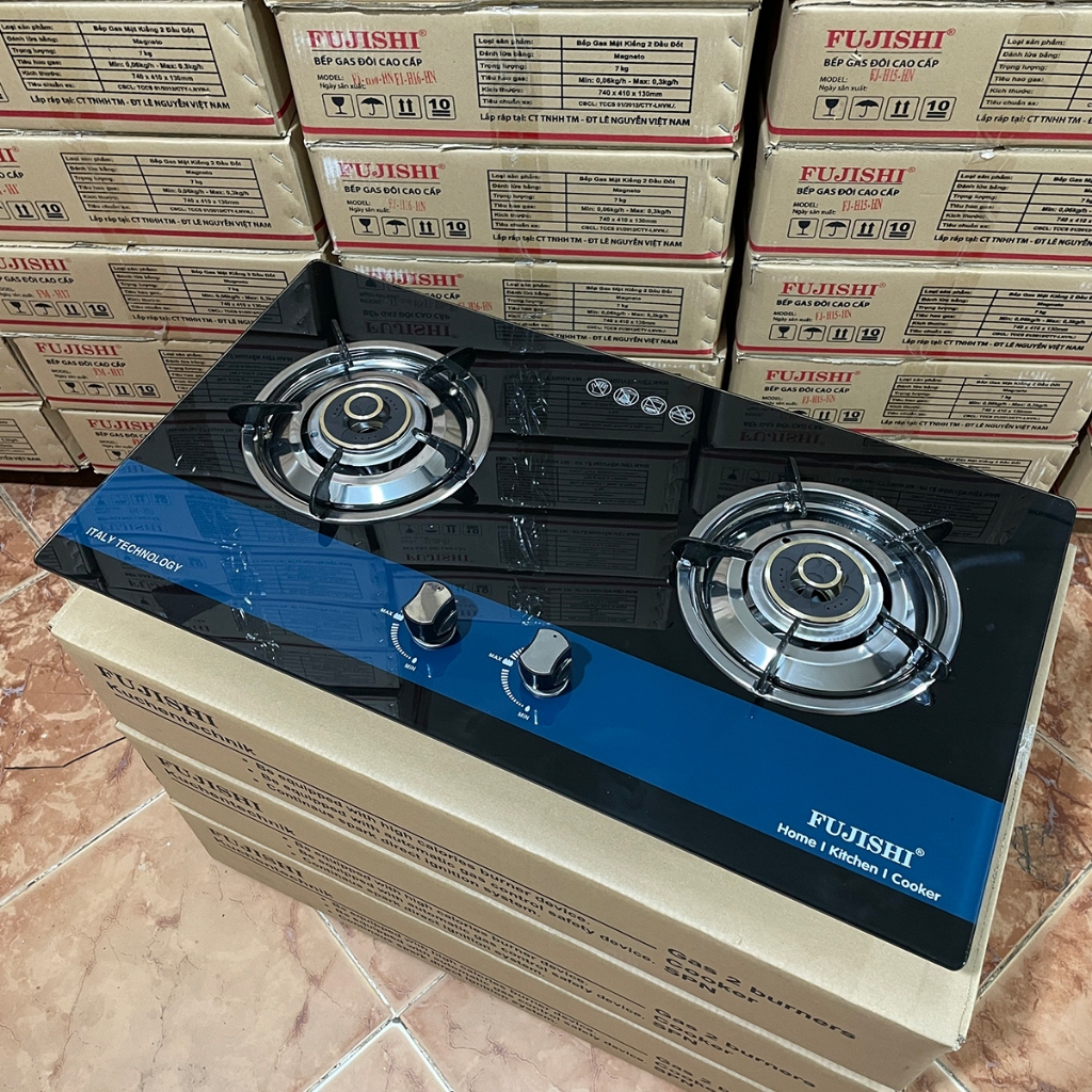Bếp gas âm FUJISHI FJ-809IC - CHÉN ĐỒNG - KÍNH XANH - Đánh lửa IC cực nhạy - Bảo hành chính hãng 02 Năm