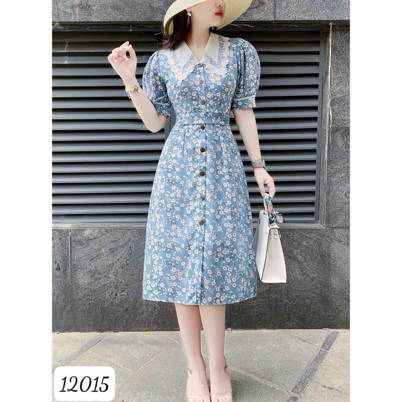 Đầm voan hoa TRIPBLE T DRESS cổ sen tôn dáng siêu xinh - size M/L/XL/XXL
